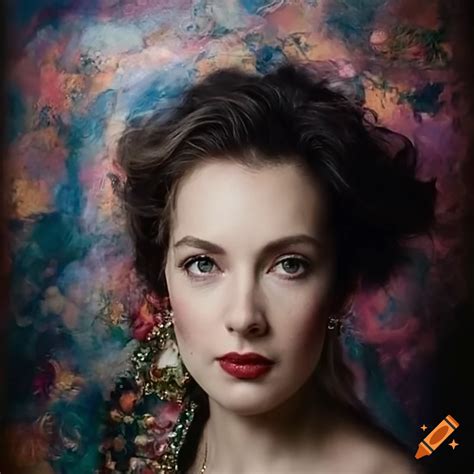 Portrait Captures Grace And Artistic Beauty Expression High Fashion Female Extravagant Facing