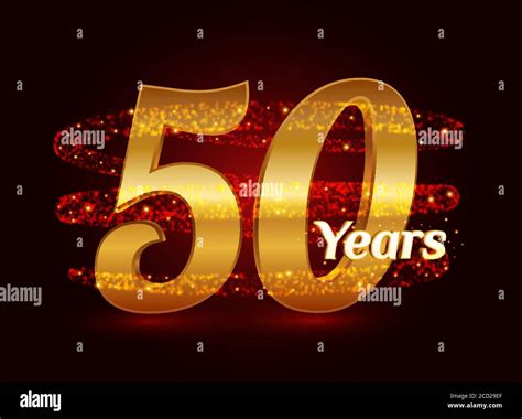 50 years golden anniversary 3d logo celebration with glittering spiral ...