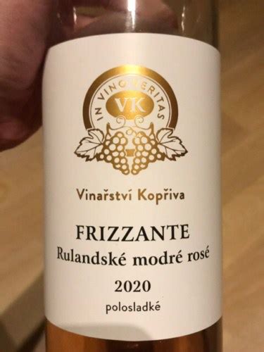 Vinařství Kopřiva Frizzante Rulandské Modré Rosé Polosladké Vivino