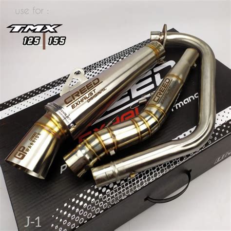 Jual Creed Exhaust Pipe TMX 125 155 EURO DESERT BIG ELBOW 51mm Canister