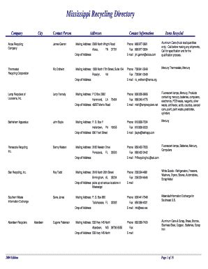 Fillable Online Deq State Ms Mississippi Recycling Directory Fax Email