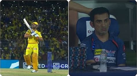 Gautam Gambhirs Eyes Lit Up After Seeing Ms Dhonis Sixes Mahis Fans