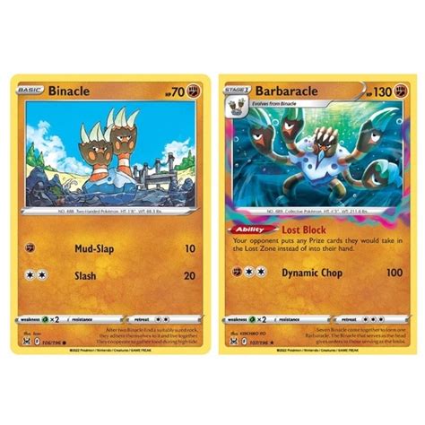 PTCG Pokemon Cards / Binacle 106/196 / Barbaracle - 107/196 - Holo Rare ...