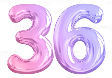 36 Number Gradient 3d Render 36308559 Png