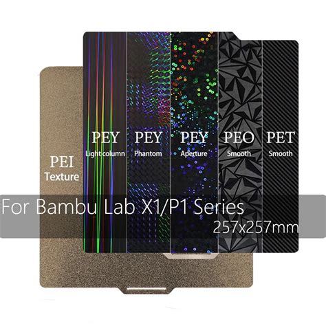 For Bambu Lab X1 P1p Pei Build Plate Textured Pei Sheet 257x257 Peo Sheet Smooth Magnetic