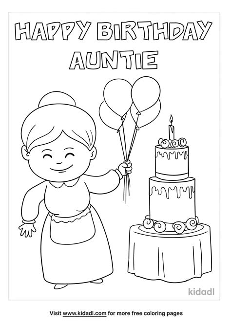 Free Happy Birthday Auntie Coloring Page Coloring Page Printables