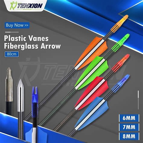 Tenxion Archery Fiberglass Arrow 6 7 8mm Bare Bow Arrows Barebow Anak Panah Memanah Busur