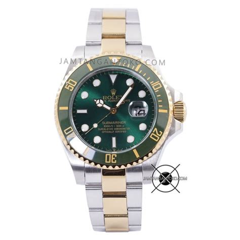 Jual Jam Tangan Pria Rolex Kw Super Submariner Combi Silver Gold Green