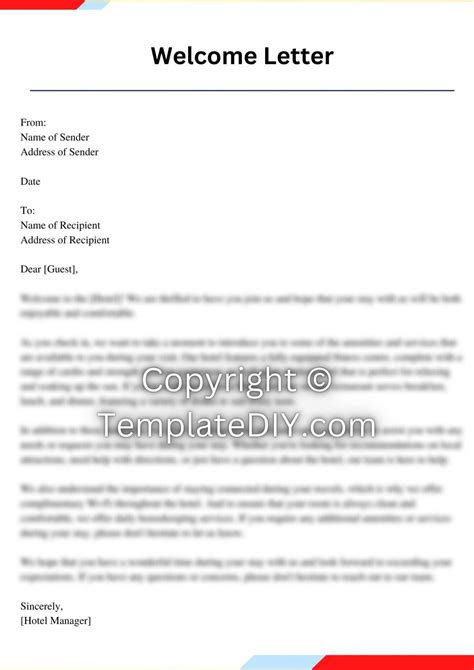 Hotel Welcome Letter Sample with Examples [Word Editable]