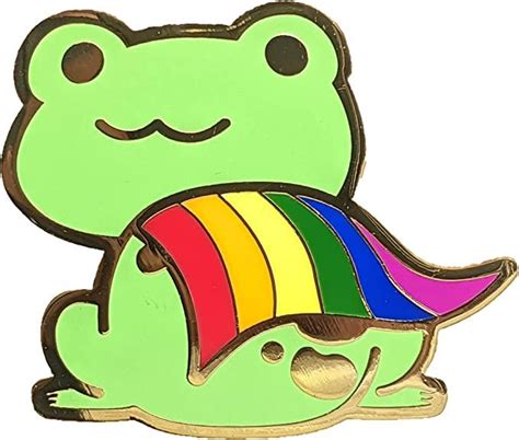 Gay Pride Frog Pin Chibi Superhero Frog In Rainbow Pride Flag Cape LGBTQ Frog Pin Rainbow