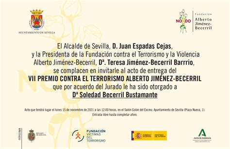 Invitaci N Al Acto De Entrega Del Vii Premio Contra El Terrorismo