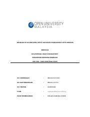 Occupational Health Management Final Docx Bachelor Of Occupational