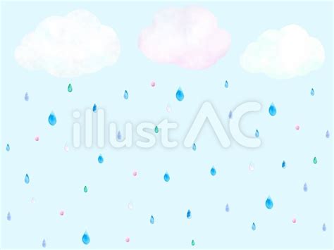 雲と水彩で描いたカラフルな雨イラスト No 22093375｜無料イラスト・フリー素材なら「イラストac」