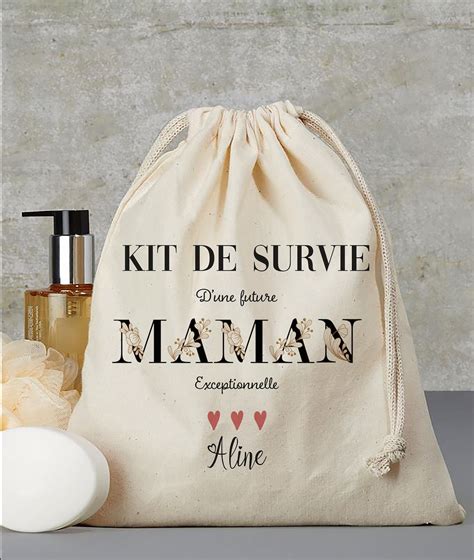 Kit De Survie Future Maman Pochon Sac Beige En Coton Canvas Etsy France