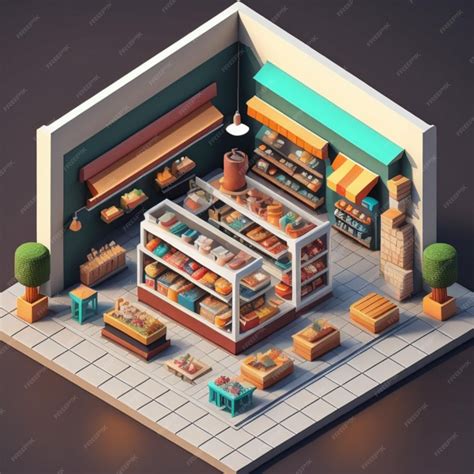 Premium Ai Image 3d Isometric Shop Building Created With Generative Ai