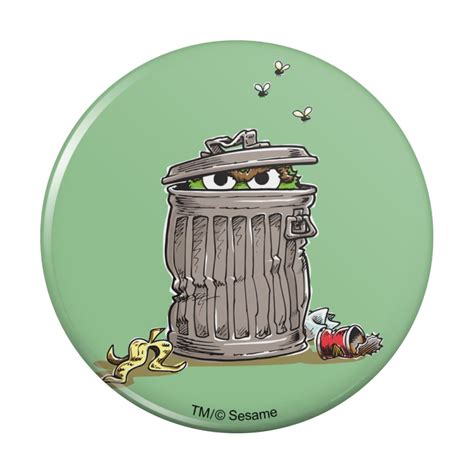 Sesame Street Trash Can Oscar the Grouch Pinback Button Pin - Walmart.com