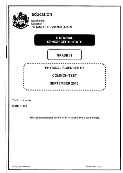 PDF PHY Sep 2019 P1 Grade 11 QP And MEMO Title Microsoft Word PHY