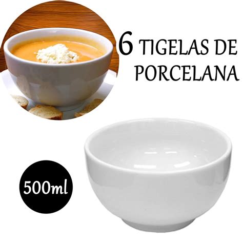 6 Tigela De Porcelana 500ml Pote Bowl Cumbuca Submarino