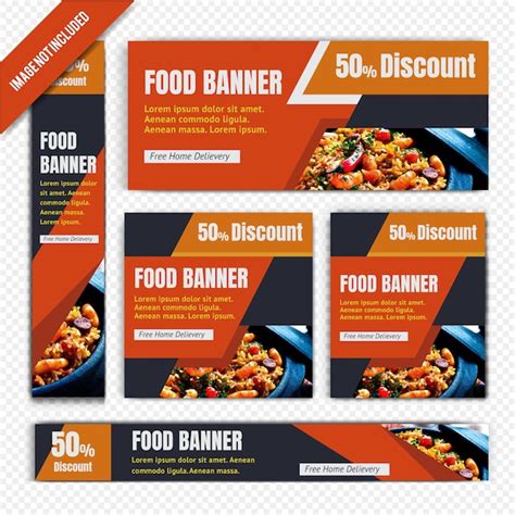 Conjunto De Banners Web Para Restaurante Vector Premium