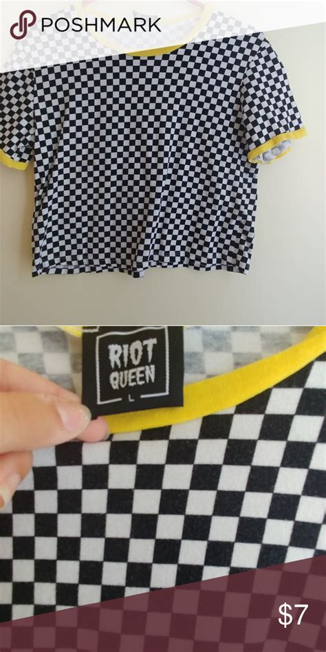 Checkered Crop Top With Yellow Accents