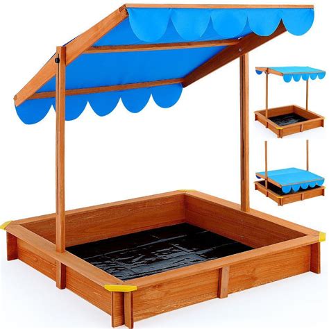 Sandbox Deluxe X Cm Sand Pit With Adjustable Roof Outdoor Game