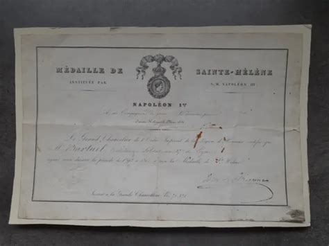 ORDRE MÉDAILLE DE Saint Hélène Diplôme Napoléon 1er Empire Débris