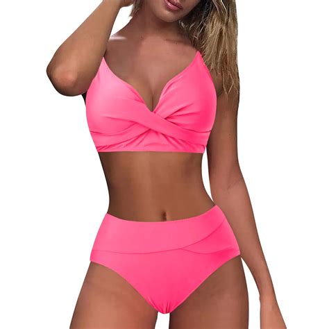 IDALL Bikini Sets Bathing Suit Retro Wrap High Waist Bikini Piece