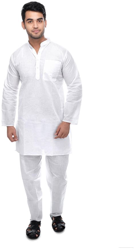 Buy DEPLO Men S White Cotton Kurta Pajama Online At Low Prices In India