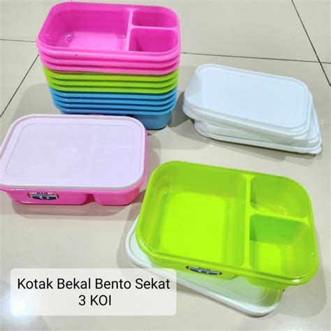 Jual Kotak Bekal Plastik Koi Sekat Lunchbox Ompreng Souvenir Warna