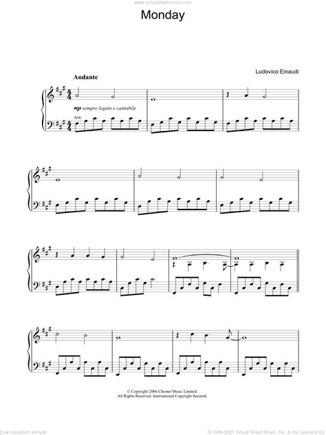 Einaudi Monday Sheet Music For Piano Solo [pdf Interactive]