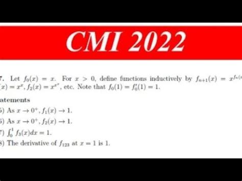 CMI 2022 A7 Limits Chennai Mathematical Institute YouTube