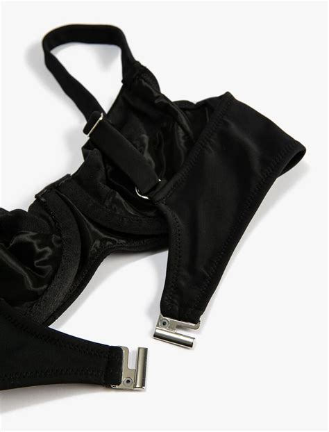 Siyah Kadın Bikini Üstü Balenli Basic 3SAK10102BM Koton