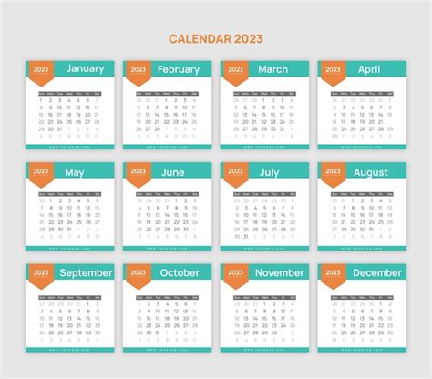 Modelo simples de design de calendário de ano novo de 2023 Vetor Premium