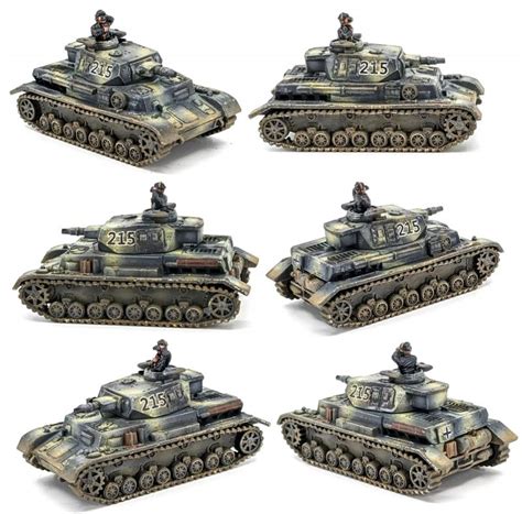 WWII Panzer IV F--six 1:144 scale tanks (unpainted plastic kit ...