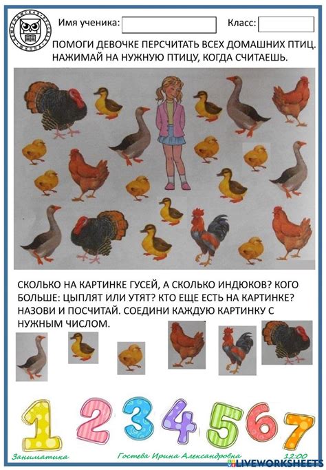 Птичий двор interactive worksheet | Live Worksheets