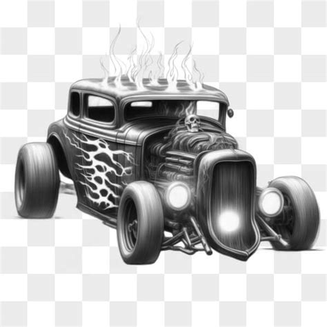 Baixe Carro Hot Rod Estilizado Chamas E Caveira Sketches Creative Fabrica