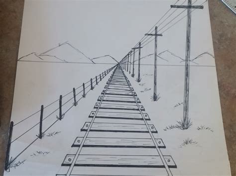 One Point Perspective Bridge Drawing at PaintingValley.com | Explore ...