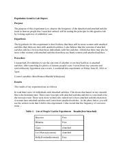 Population Genetics Lab Report Fatoumata Fofana Docx Population