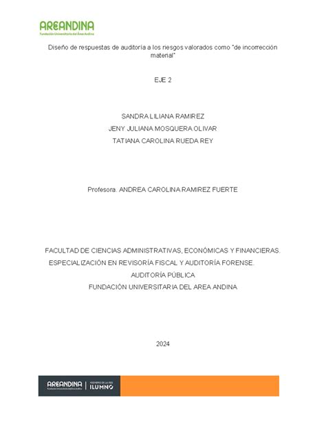 EJE 3 Auditoria Publica Diseño de respuestas de auditoría a los