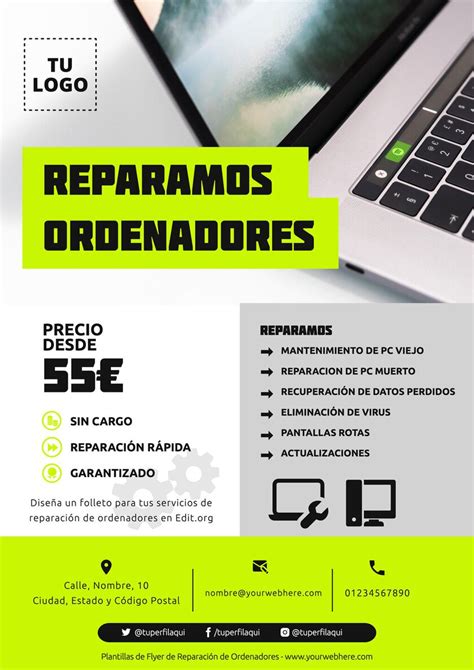 Flyers De Reparaci N De Ordenadores Editables