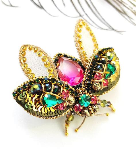 Beaded Brooch Insect Brooch Insect Pin Beetle Brooch Bug Pin Bug