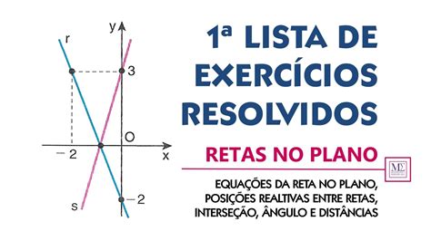 Retas No Plano Cartesiano 1ª Lista De Exercícios Resolvidos