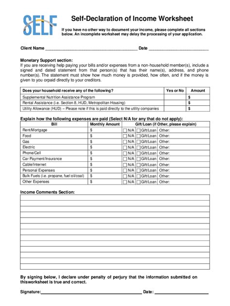 Fillable Online Appendix Iv Self Declaration Of Income Worksheet Fax Email Print Pdffiller