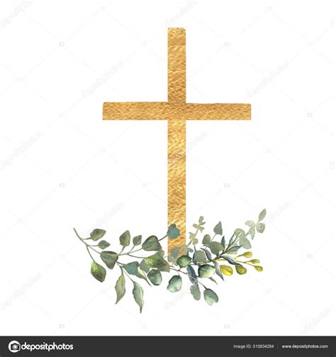 Watercolor Easter Golden Cross Clipart Stock Photo By ©annart 515834284