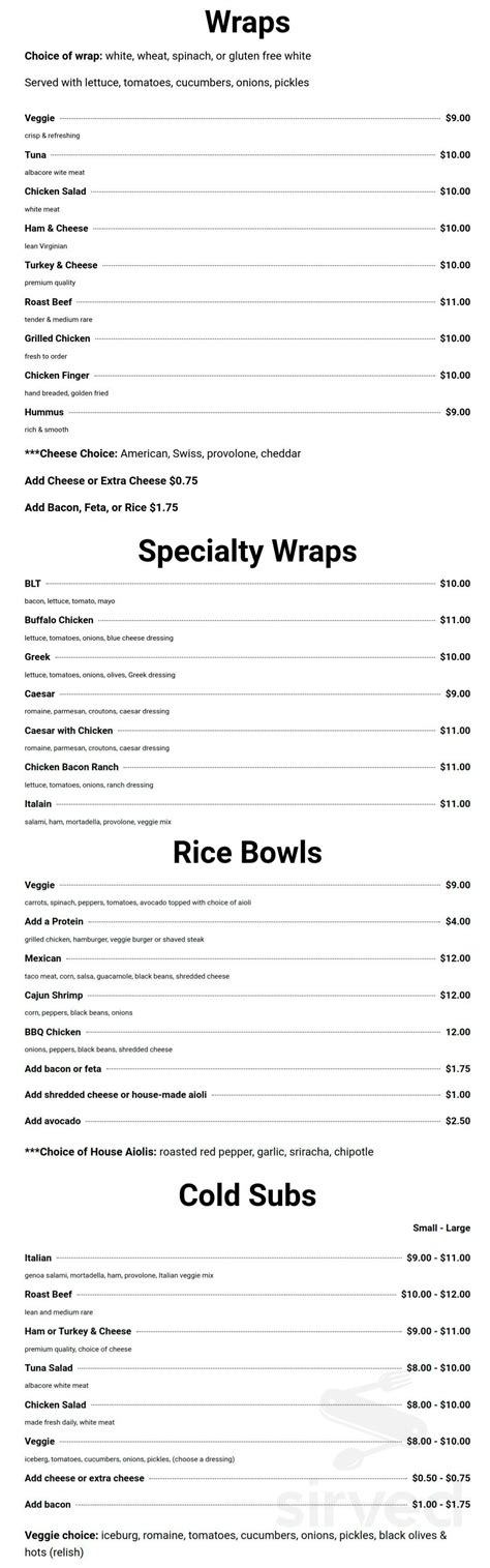 Bun N Bowl Menus In Alton New Hampshire United States