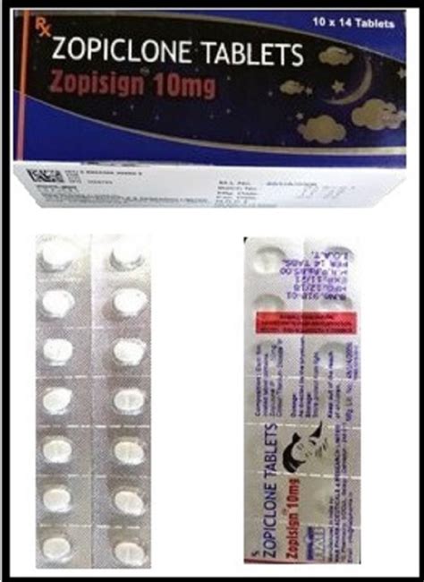 Zopisign Zopiclone 10 M G Tablets For Clinical Packaging Type Strip