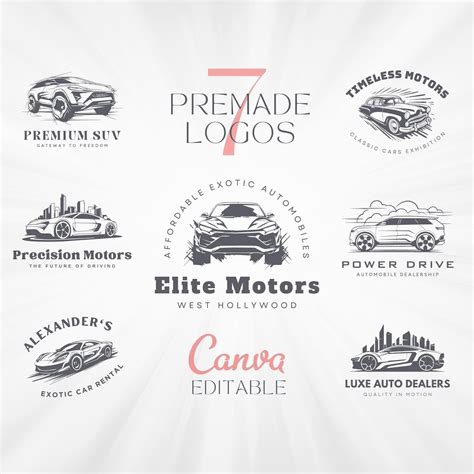 car logo designs premade automotive logos editable canva template etsy
