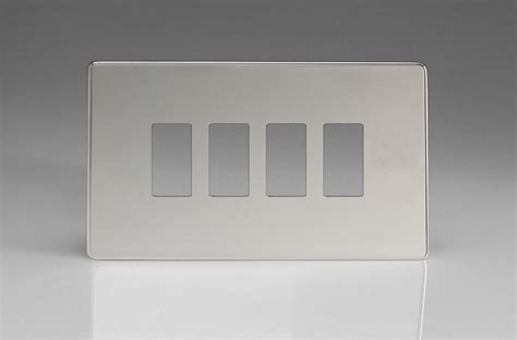 Varilight Flat Plate Screwless Polished Chrome 4 Gang Screwless