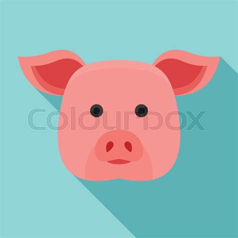 pig head icon flat illustration  stock vector colourbox