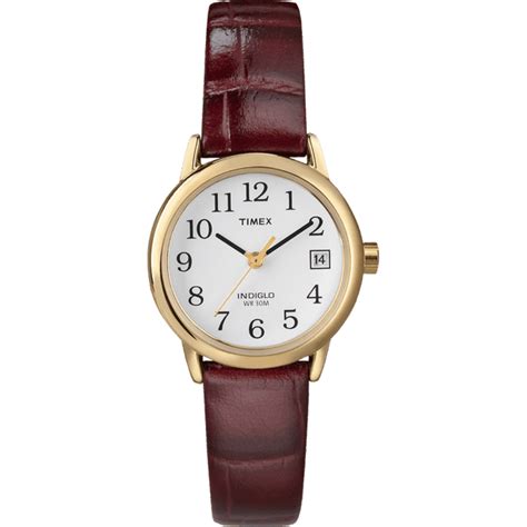 Timex Womens Tw2r63400 Easy Reader Brown Croco Pattern Leather Strap Watch